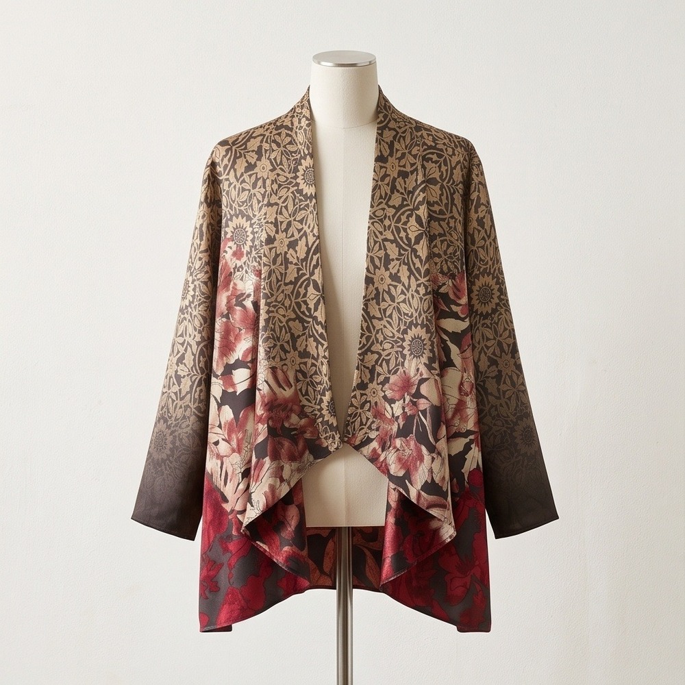 Citron Santa Monica M Silk Blend Floral Kimono Cardigan Jacket Vintage M